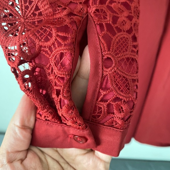 Nwt Downeast Burgundy Dress Women’s Zip-Up Closure w Lace 3/4 Sleeve A-line Sz L - Picture 7 of 9